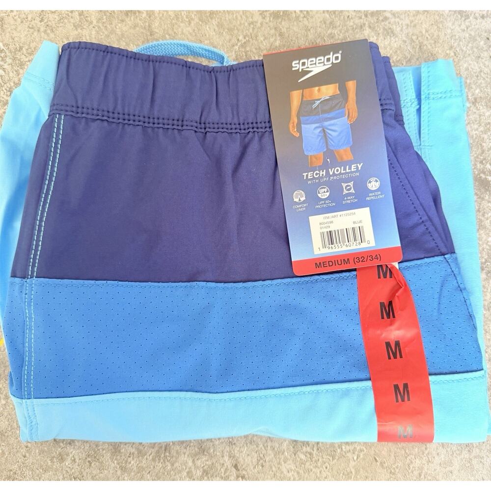 Speedo Men's Hydro Tech Volley Swim Shorts Blue Size M NWT